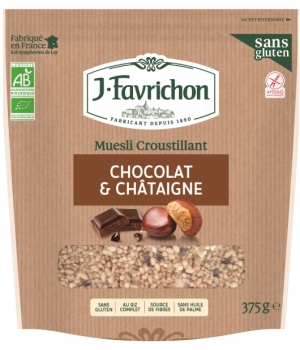 Favrichon Muesli Croustillant Chocolat Chataigne sans gluten 375g