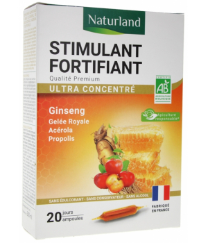 Naturland Panax Ginseng Gelée royale Acérola Propolis Bio 20 Ampoules de 10ml