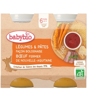 Petits Pots Legumes Pates Bolognaise Boeuf Fermier Des 6 Mois Babybio 400gr