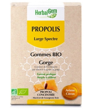 Herbalgem Gemmobase Propolis Large spectre gommes arôme citron 24 pièces