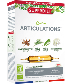 Super Diet Quatuor Articulation Harpagophytum Prêle Frêne Reine des prés 20 ampoules de 10ml