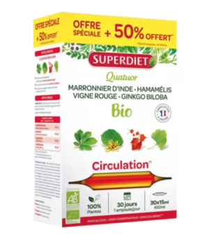Super Diet Quatuor Circulation Bio 20 ampoules + 10 offertes x 15ml PROMO