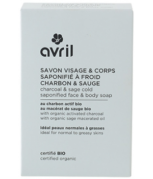Avril Savon à froid visage corps charbon et sauge 100g