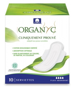 Organyc Serviettes ultra fines Flux abondant Boîte de 10