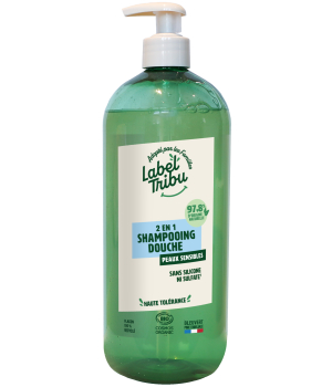 Label Tribu Shampoing douche 2en1 Peaux sensibles Sans Parfum 1L