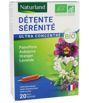 Naturland Détente Sérénité Passiflore Aubépine Oranger Lavande Bio 20 ampoules