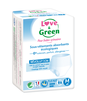 Love and Green Sous vêtements absorbants adulte Nuit Taille M x8