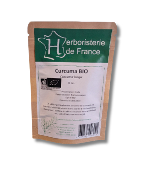 Herboristerie De France Tisane Curcuma racine coupé Bio 30g