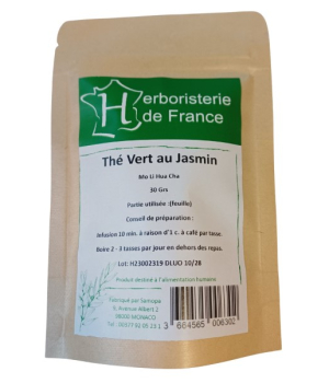 Herboristerie De France Tisane Thé vert au Jasmin 30gr