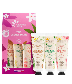Fleurance Nature Trio crèmes mains amande, rose et jasmin