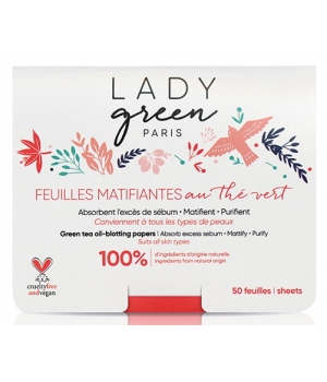 Lady Green Voile de Perfection Feuilles matifiantes au thé vert 50 feuilles