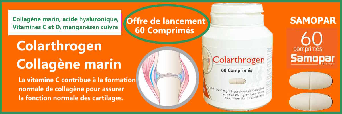 colarthrogen 60 comprimés se présente sous forme d'un comprimé oblong sécable à avaler avec un grand verre d'eau