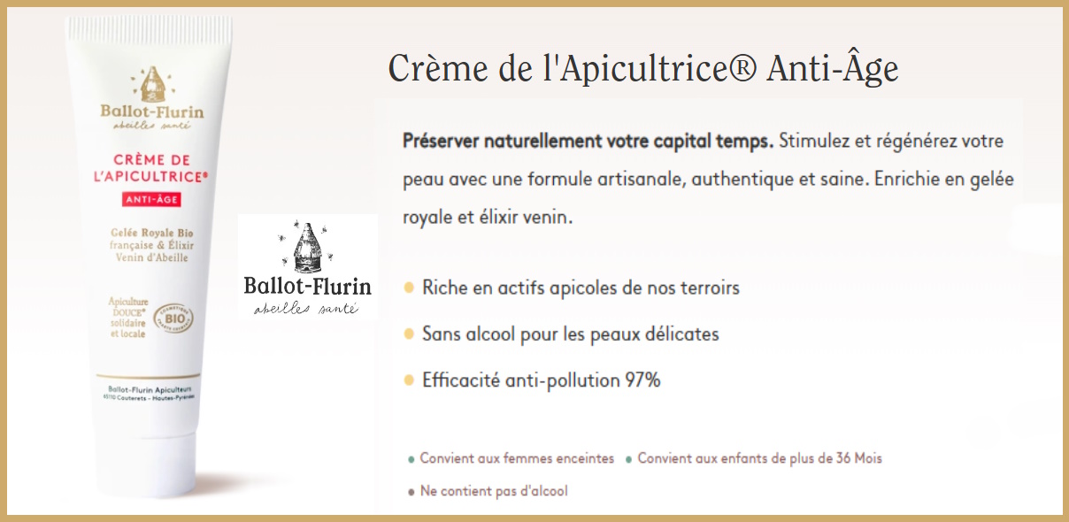 la creme de l'apicultrice anti age ballot flurin aide a inverser le temps par le miel bio et la gelee royale bio